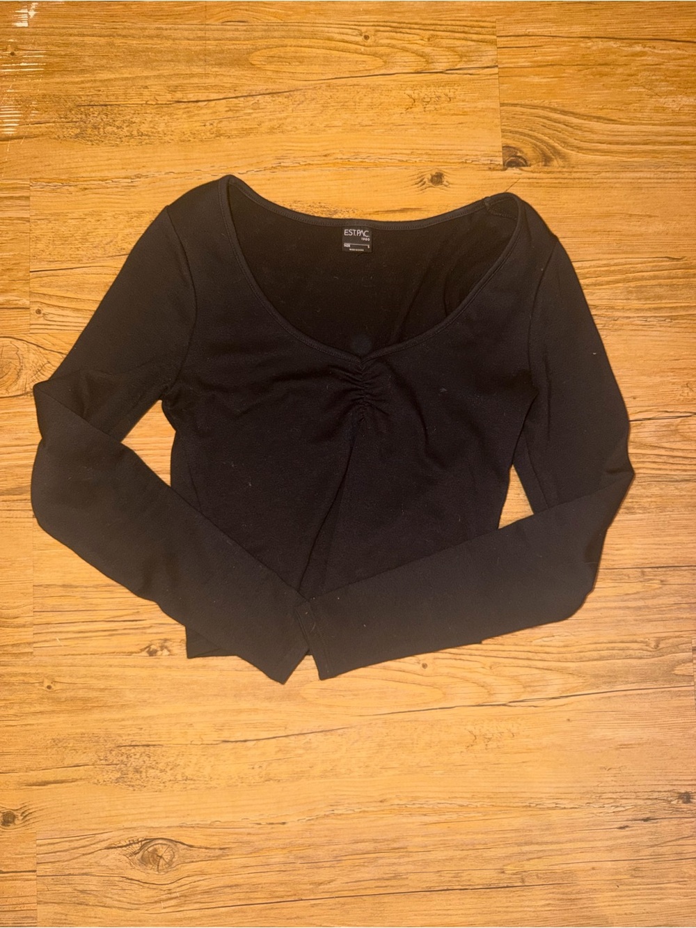 Pacsun Black Long Sleeve Ruched Front Women's Top